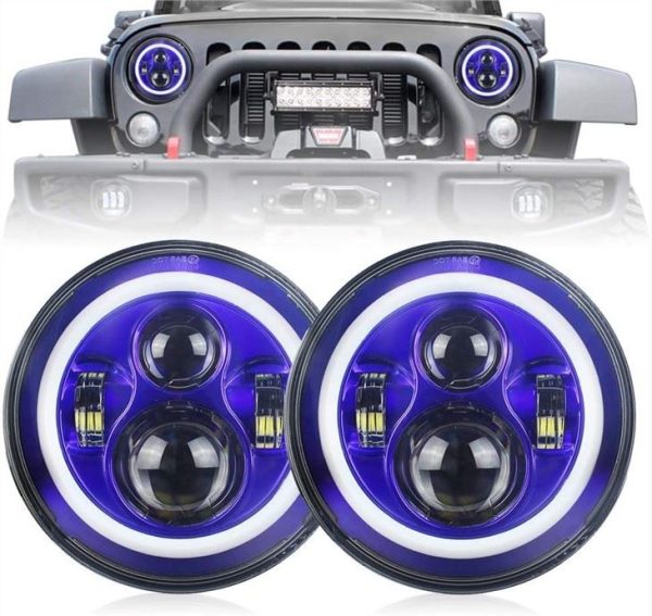 7 ιντσών Blue Halo Lights Jeep Wrangler Blue Halo Προβολείς για Jeep JK