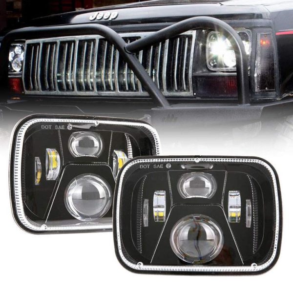 5x7 ιντσών LED ορθογώνιο προβολέα 60W με Hi / Lo Beam για Jeep YJ XJ MJ & Για Off-road