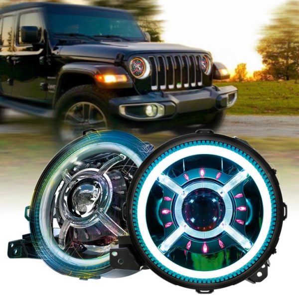 9 Inch Round Jeep JL 2018 RGB Ring Jeep Wrangler Color Changing Halo Led Προβολείς