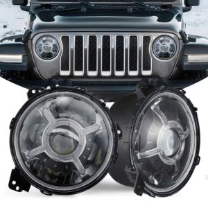 Τα πιο πρόσφατα 9 ιντσών προβολείς LED Halo DRL για το Jeep Wrangler JL 2018 2019 Αναβαθμισμένος μεγάλος προβολέας μικρών ακτίνων με φώτα ημέρας